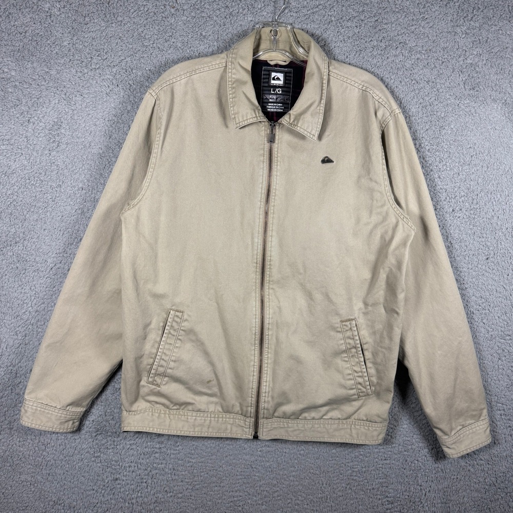 Quiksilver Mens Tan Cotton Twill Flannel Lined Zip Workwear Jacket D106756 L/G